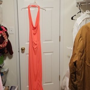 Halter maxi dress with high split